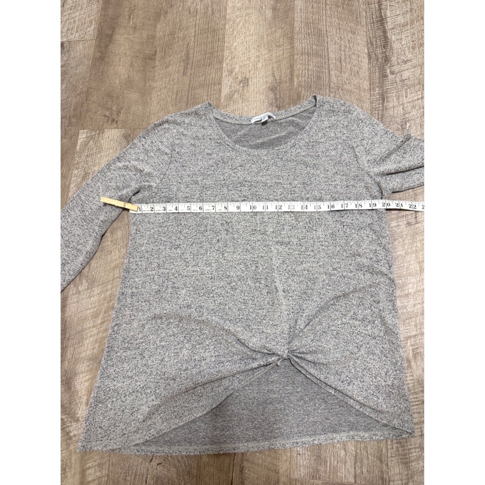 Green Envelope Grey Marl Twist Front Long Sleeve Knit Top Size L - Picture 5 of 8